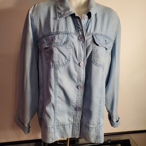 JM Collection Light Blue Denim Button-Front Jacket